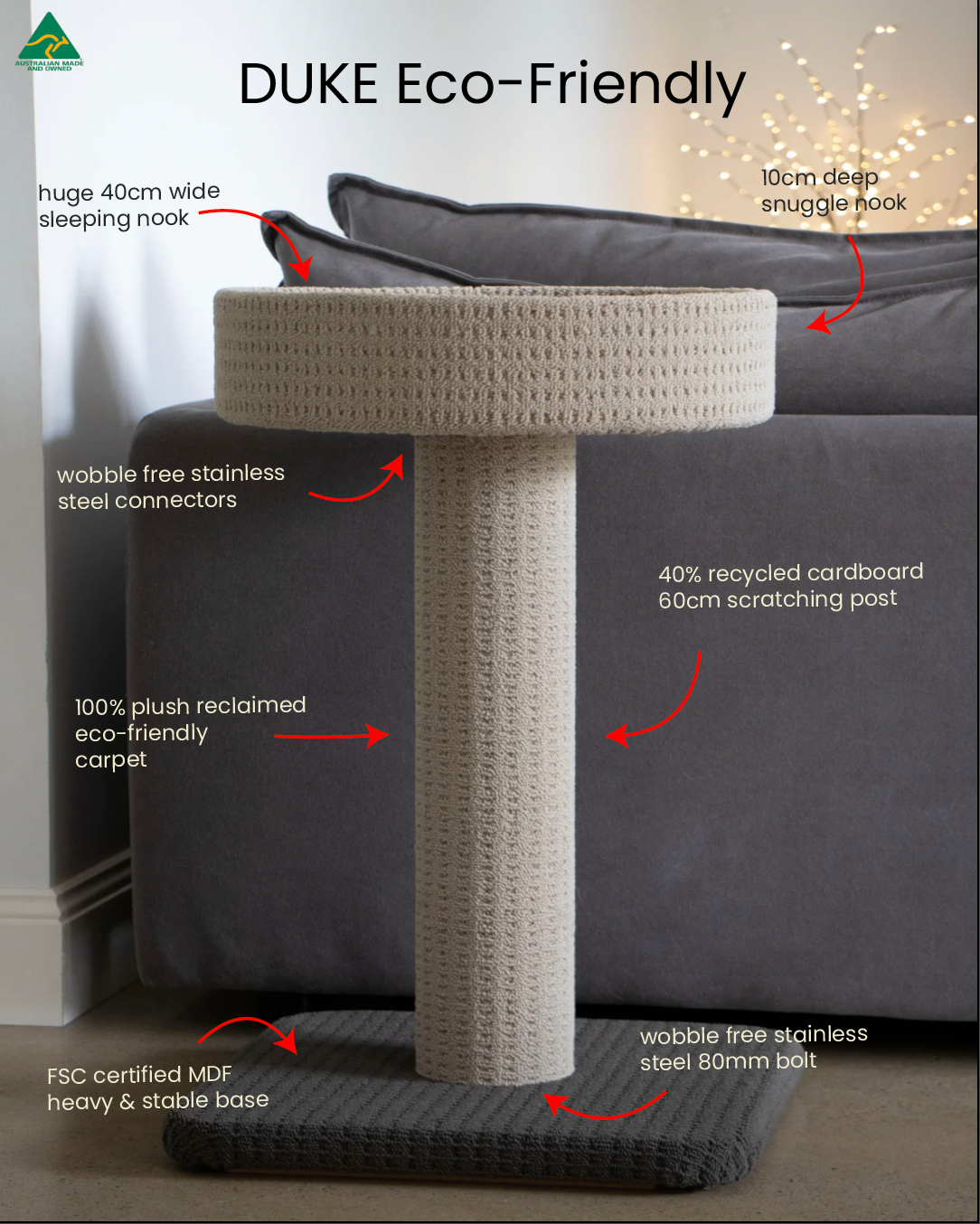 Eco-Friendly Cat Scratching Post & Bed - Duke